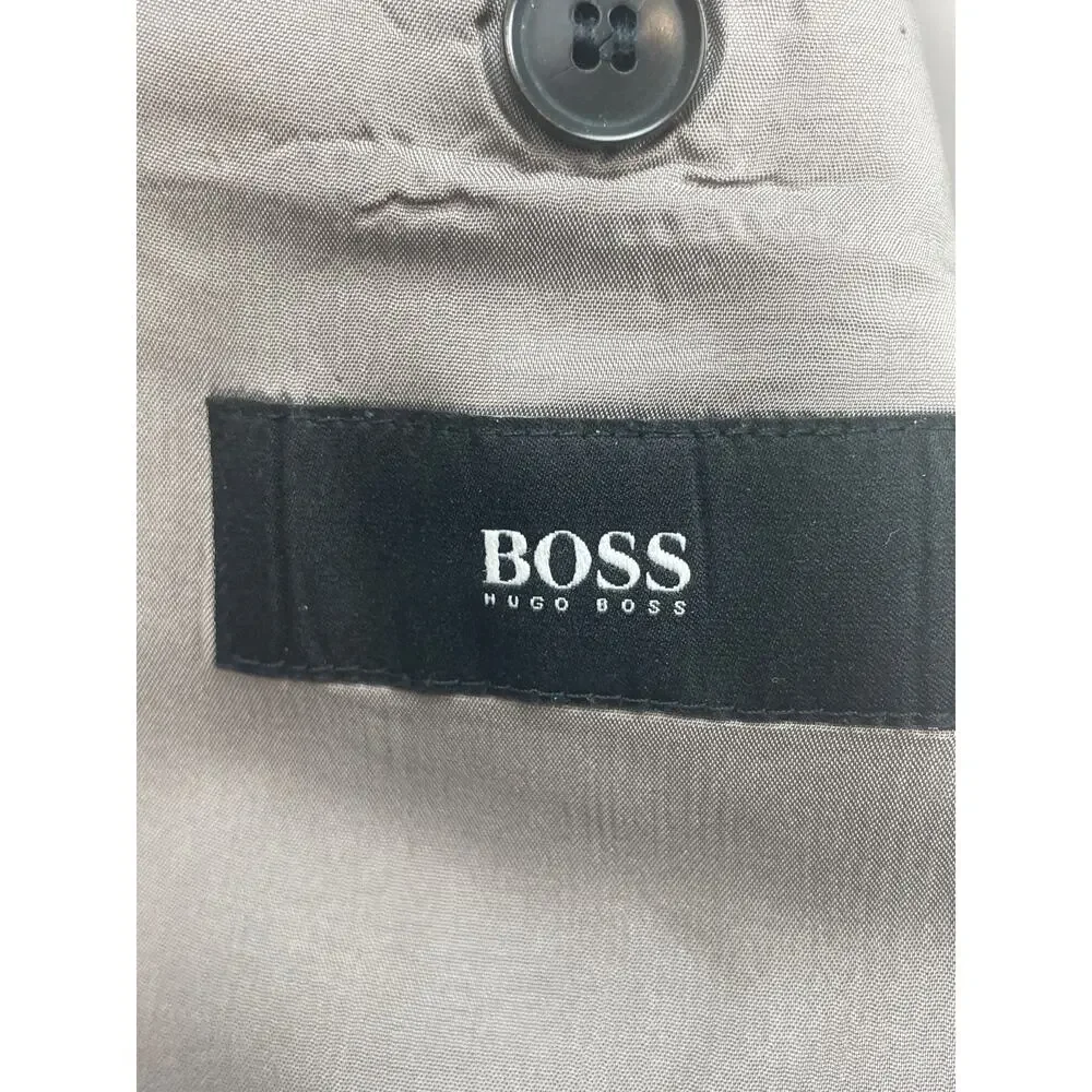 Hugo Boss Blazer Mens 38S Gray 100% Super 100 Wool 2-Button‎ Single Breasted
